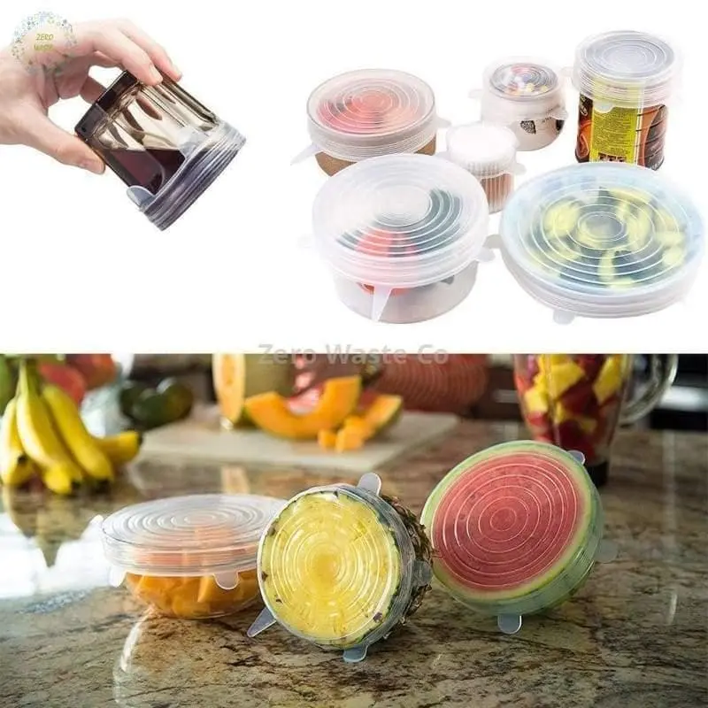 6 Pieces Set Universal Silicone Lids - Stretch Reusable Container Lids BPA Free - Image 3