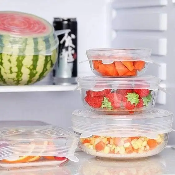 6 Pieces Set Universal Silicone Lids - Stretch Reusable Container Lids BPA Free - Image 6