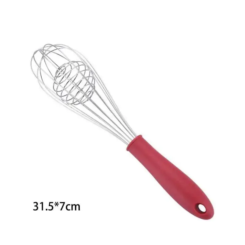 Red 9-Piece Stainless Steel & Silicone Kitchen Utensil Set with Storage Bucket - Image 5