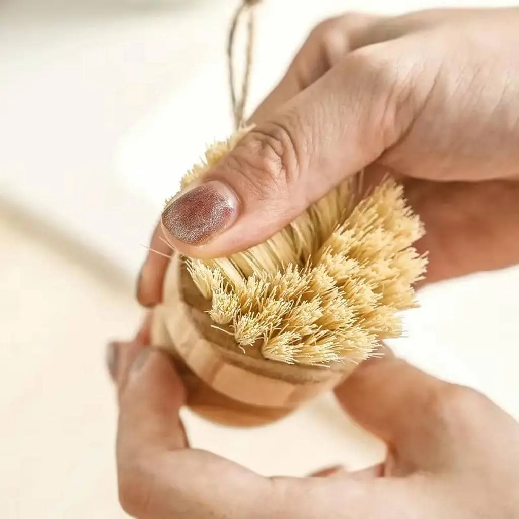 Bamboo brush with Sisal Agave bristles Pot Brush - Image 4