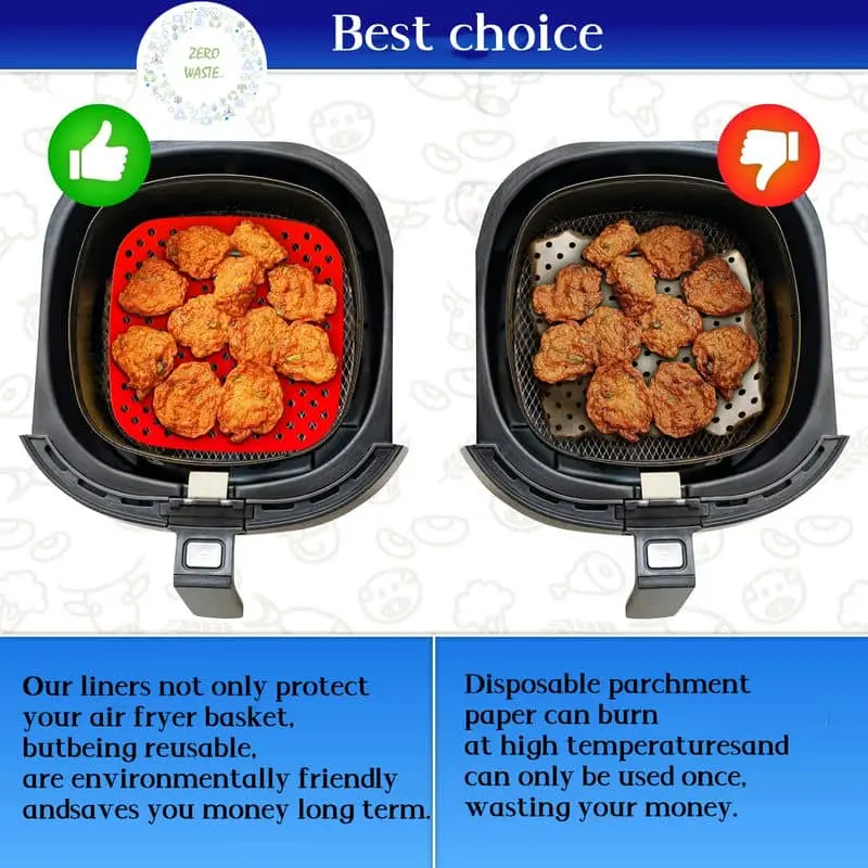 Reusable Air Fryer Mat High Temperature Resistance Silicone Pads For Air Fryers Non Stick Silicone Baking Mat For Air Fryer - Image 10