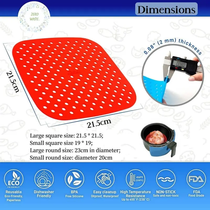 Reusable Air Fryer Mat High Temperature Resistance Silicone Pads For Air Fryers Non Stick Silicone Baking Mat For Air Fryer - Image 8