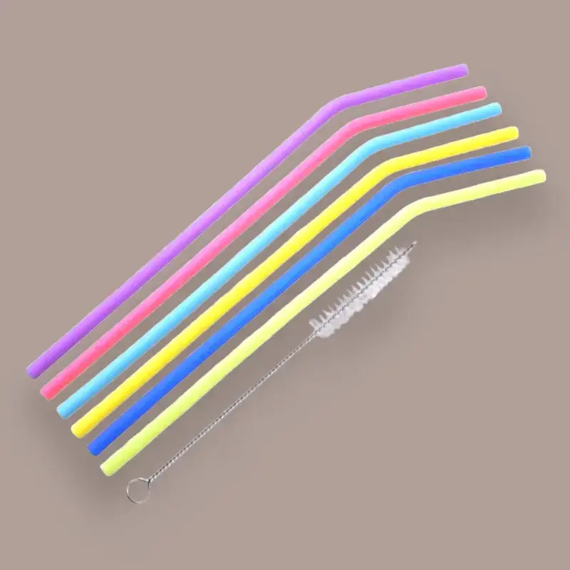 Silicone Reusable Straws with Cleaning Brush BPA Free - Image 10