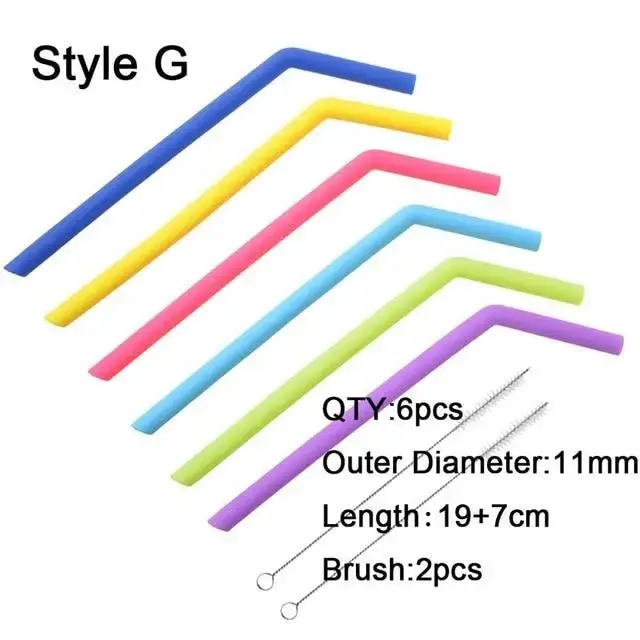 Silicone Reusable Straws with Cleaning Brush BPA Free - Image 14
