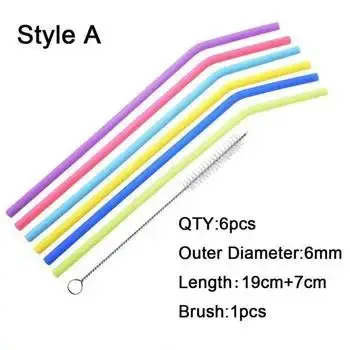 Silicone Reusable Straws with Cleaning Brush BPA Free - Image 3