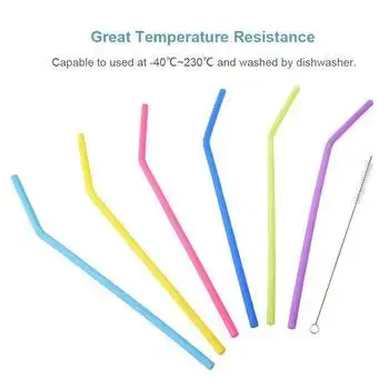 Silicone Reusable Straws with Cleaning Brush BPA Free - Image 5