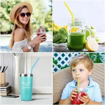 Silicone Reusable Straws with Cleaning Brush BPA Free - Image 6
