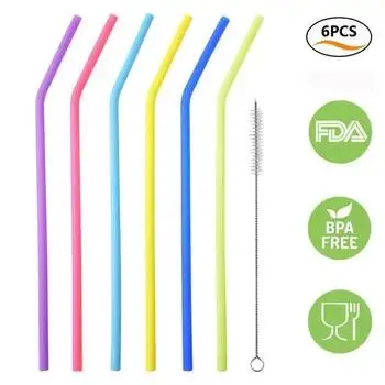Silicone Reusable Straws with Cleaning Brush BPA Free - Image 7