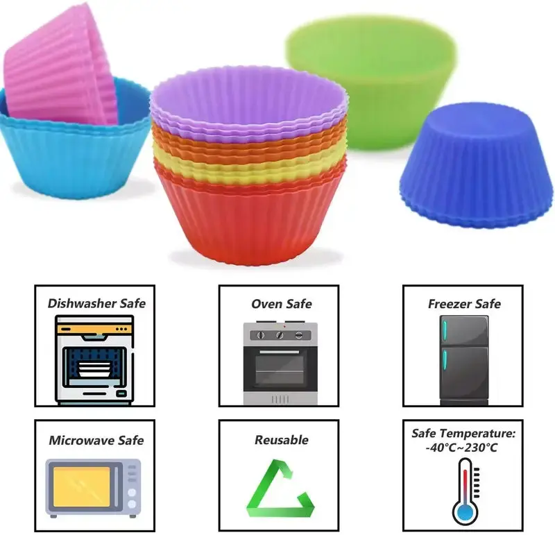 4 Pieces Silicone cupcake moulds - Non-stick and BPA Free - Image 11