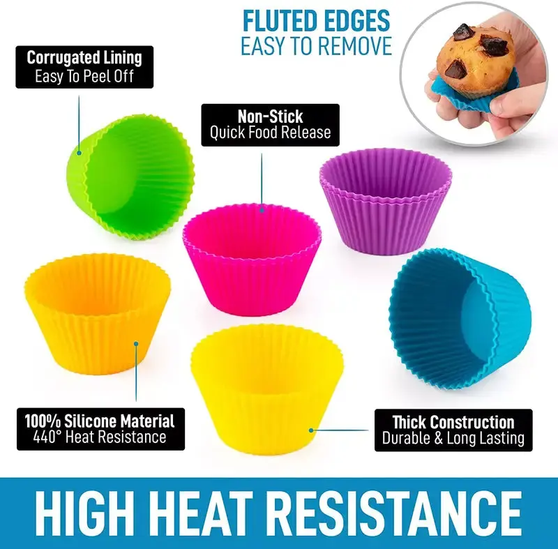 4 Pieces Silicone cupcake moulds - Non-stick and BPA Free - Image 14